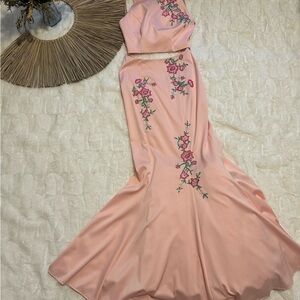 Floral Embroidered Pink Gown
